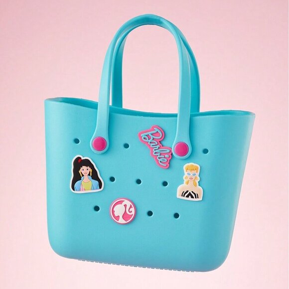 Blue Casual Women's Cartoon Pattern Tote Bag Portable Travel School Lunch Picnic - Picture 4 of 5